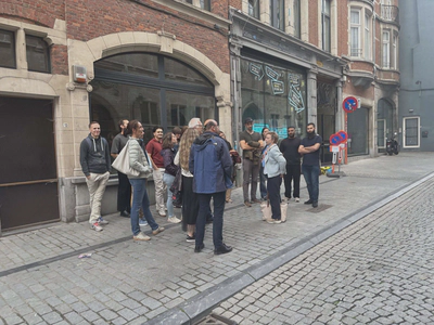 The group during the historic walking tour through Leuven.